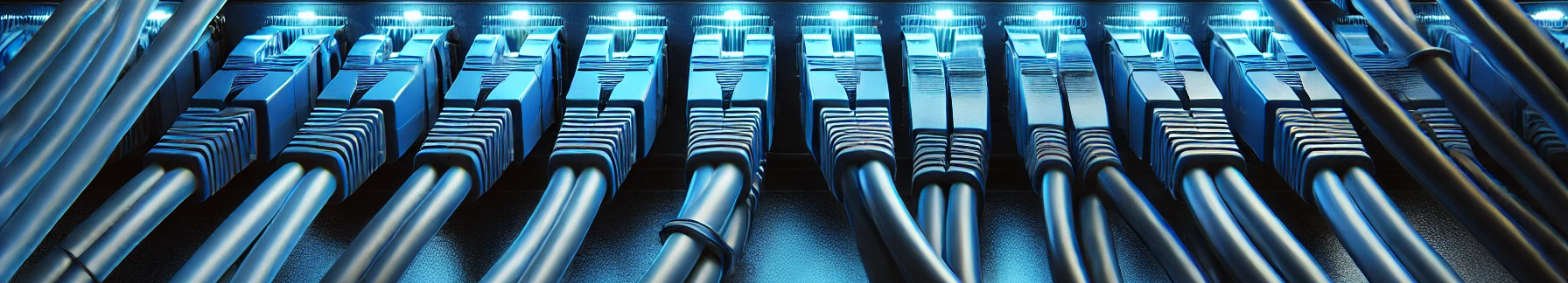 Ein Netzwerkswitch mit leuchtenden Ports